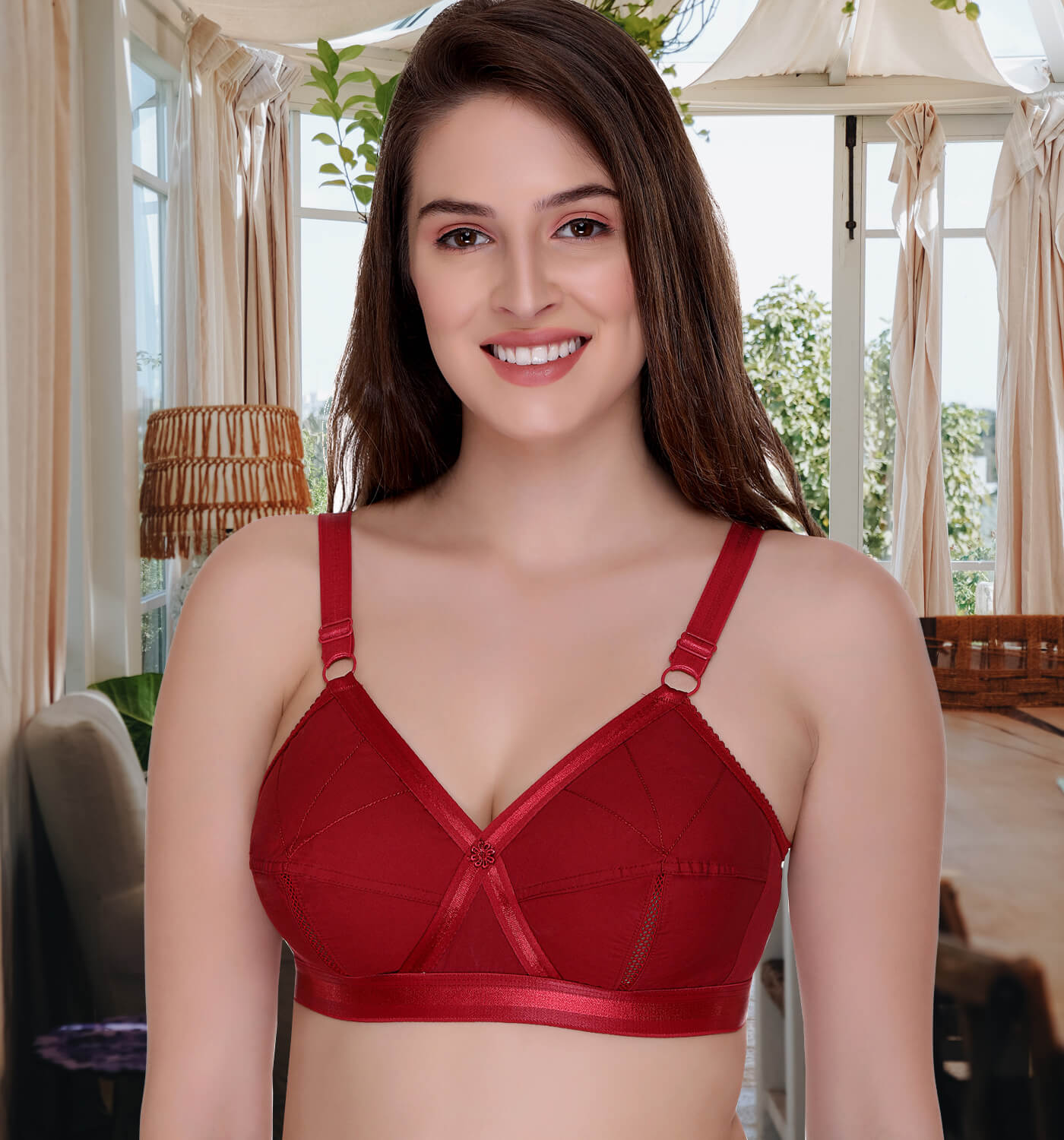 Women's Perfecto Plus Size Maroon Cotton Non-Padded Non-Wired Full Coverage  Bra – Moms Fit Lingerie